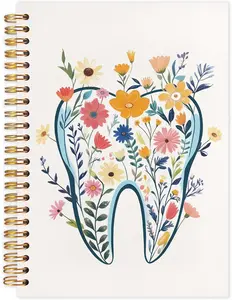 Dentist Gifts Notebook Journal, Dental Assistant Office Gifts for Women, Floral Tooth Dental Spiral Notebook Journal for Note Taking, Dentist Office Supplies, 5.5X8.3 Inch