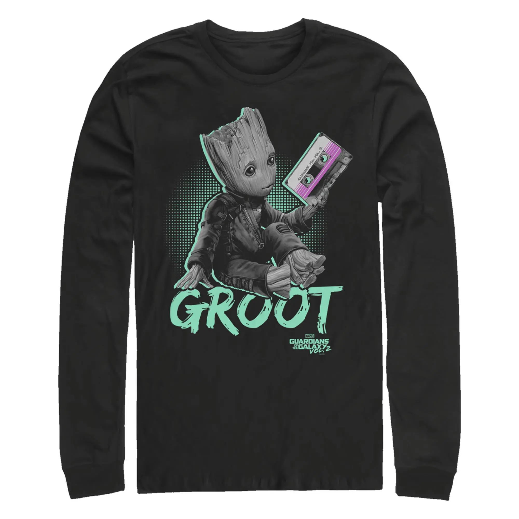 Men's Marvel Groot Awesome Mix Neon Long Sleeve Shirt
