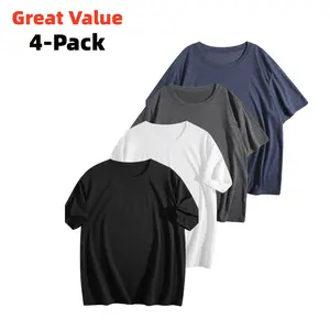 4-Pack Women's Crew Neck Short Sleeve T-Shirts – Soft Breathable Colored Basics for Summer Casual & Streetwear