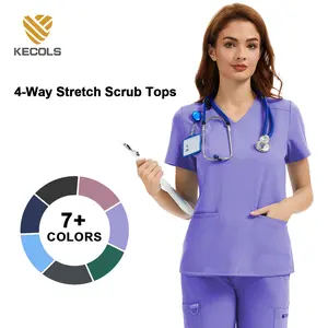Kecols 4-Way Stretch Scrub Tops - V-Neck, Wrinkle & Breathable, with 2 Pockets for Healthcare Professionals Clothes Clothes