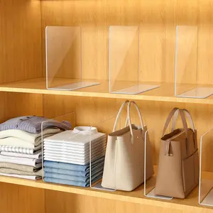 Clear Acrylic Closet Shelf Dividers, 8 Pack 10" Tall x 12" Deep Sturdy Free-Standing Dividers for Wood Shelves, Keep Clothes Sweaters Purses Upright for Closet Organization