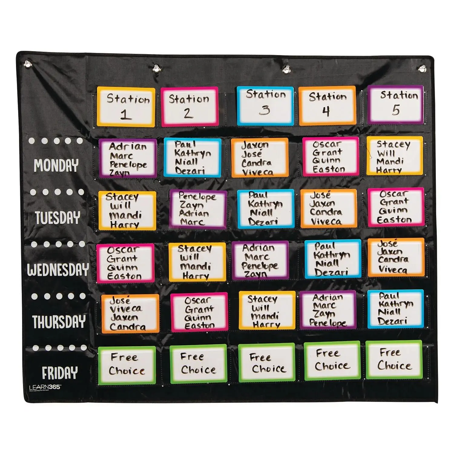 5 1/2" x 3 3/4" Small Group Rotation Dry Erase Pocket Sleeve Chart with Cards - 37 Pc.
