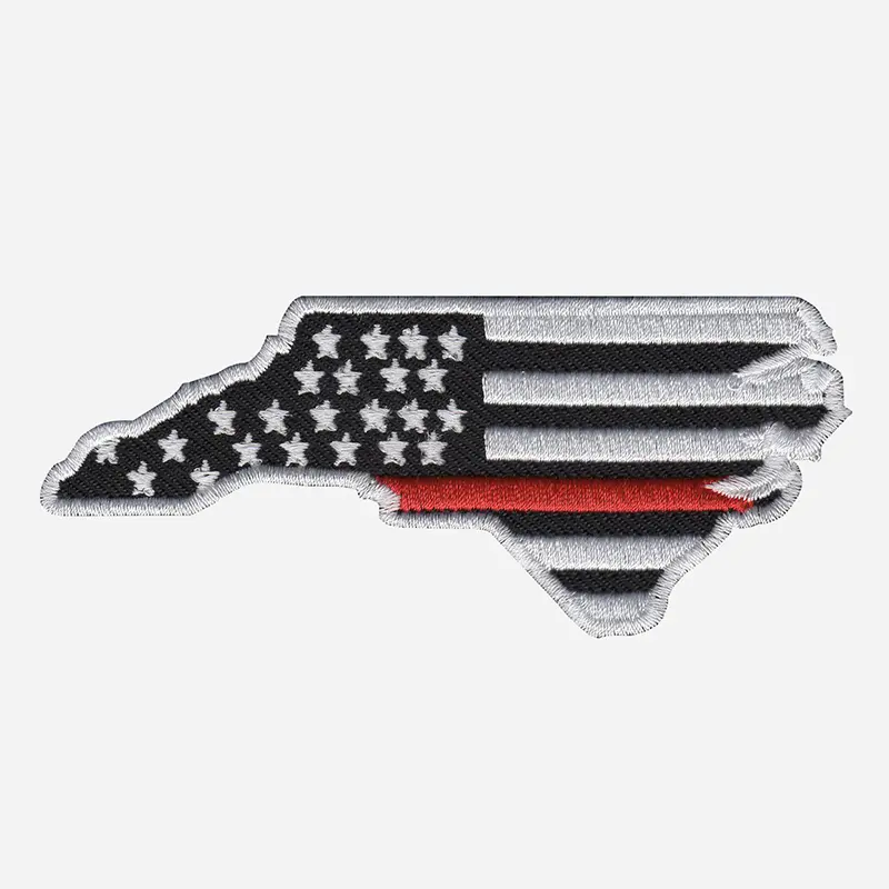 North Carolina map, Fireman Flag  embroidered patch