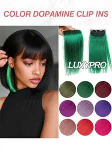 Color Dopamine Clip in One Piece 2 Clips Invisible Clip in Human Hair Extensions Clip 8cm Hair Piece Replenish Hair Volume Bright Pink, Red, Blue, Violet, Grey, Green - 20.32cm Increase Hair Volume Hair Extensions Decorative Hair Cover
