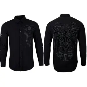 Xtreme Couture by Affliction Men's Button Down Shirt CONNECT Black Biker Long Sleeve Cotton