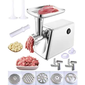 Electric Meat , 900W Max Locked Power with 5 Grinding Plates & 2 Sausage Tubes, Stainless Steel Heavy Duty  Processor with Overload Protection & Reverse Function for  Kitchen