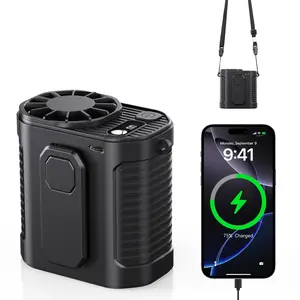 Portable Waist Fan, 1pc 10-speed Rechargeable Wearable Belt Fan with LED Light for Outdoor, Personal Wearable Cooling Fans, Handheld Powerful Turbo Fan, Portable Clip Fan