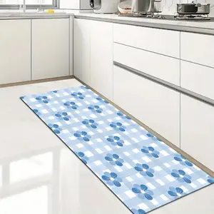 One light blue checkered kitchen mat, soft and slip-resistant, diatomaceous earth material, suitable for kitchens, laundry rooms, and offices
