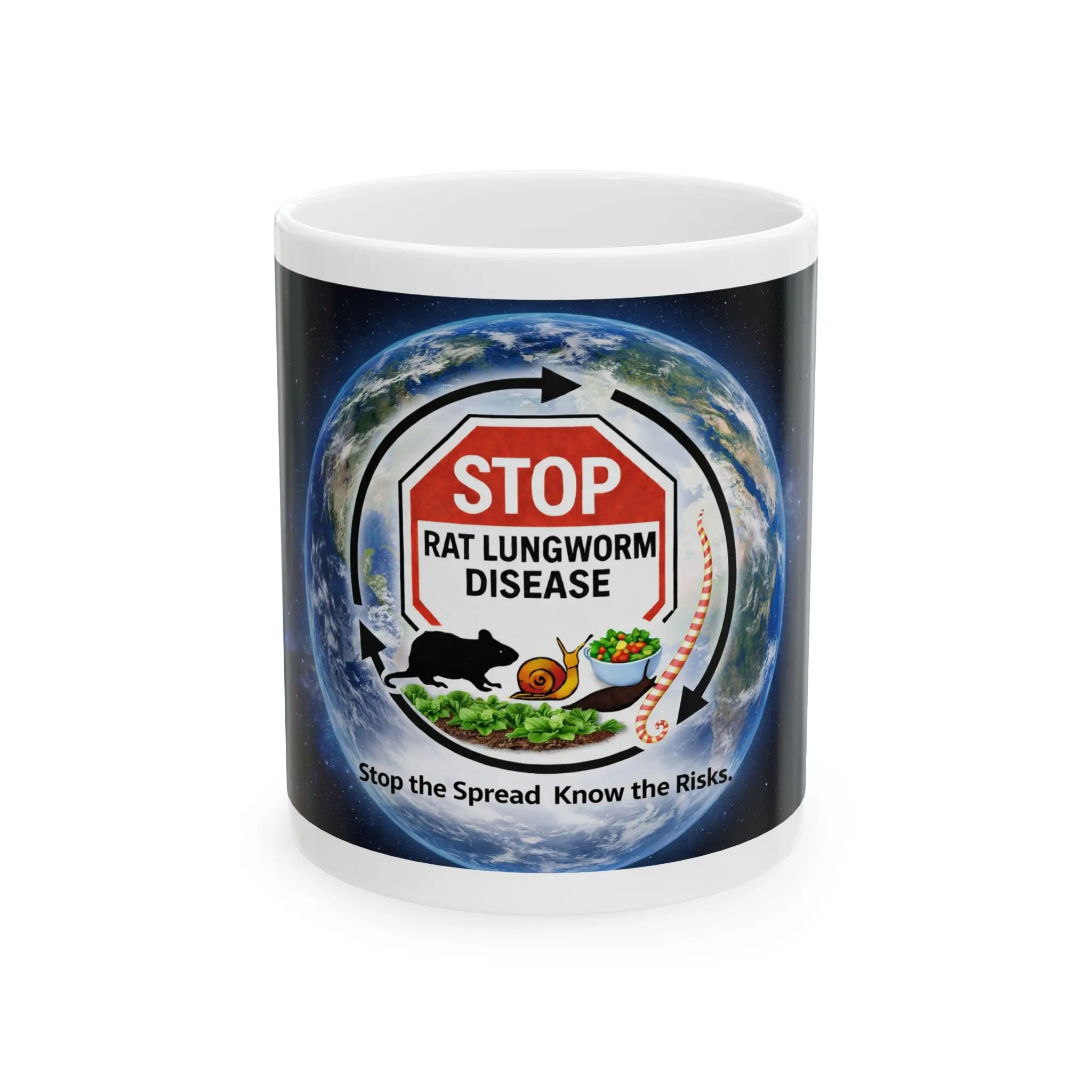 Coffee Cup, Mug, Stop Rat Lungworm Disease Awareness