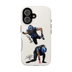 Detroit Lions Amon Ra St Brown And Jahmyr Gibbs Football Art Drop Protection Tough Phone Case Shockproof Heavy Duty Sports Cover for iPhone 11 12 13 14 15 16 17 Pro Max Plus