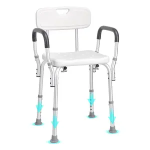 VEVOR Shower Chair Seat with Padded Arms and Back, Shower Stool with Reinforced CrossBar, Adjustable Height Bench Bath Chair for Elderly Disabled, Shower Chair for Inside Shower Bathtub, 400 lbsVEVOR Super Brand Day