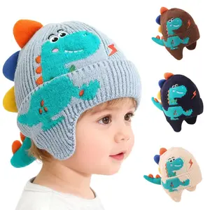 Cute Dinosaur Ears Flap Hat, Snug Windproof Winter Knit Beanie, Suitable for Infants and Children - Unisex Design