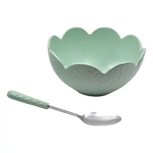 Temp-tations Carved Willow 3-qt Scalloped Serving Bowl with Spoon