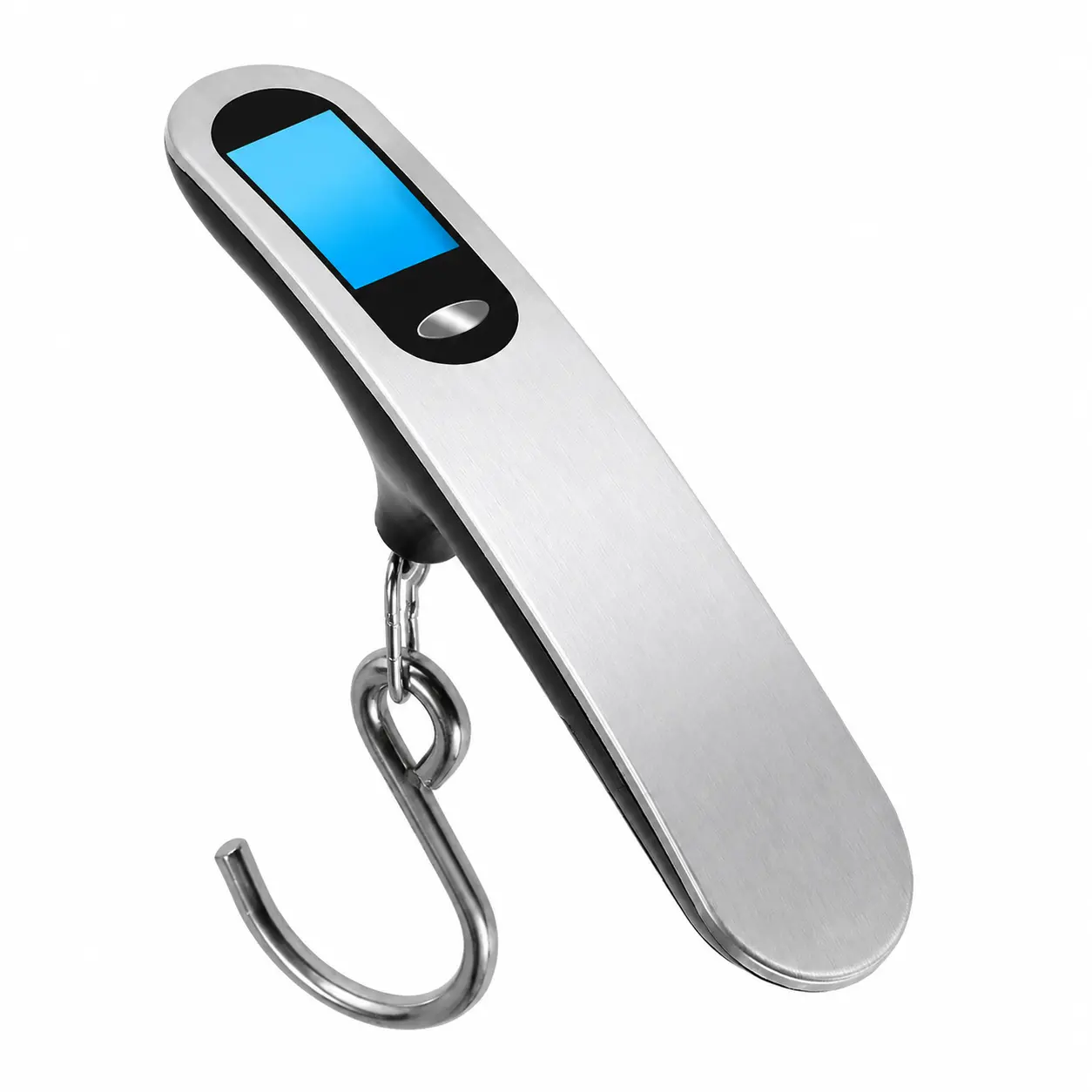 1-Piece Compact Digital Hanging Luggage Scale, Brushed Textured Stainless Steel Outer Shell, High-Definition Blue Backlit LCD Display, Portable for Travel Weight Check & Household Use
