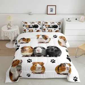Feelyou Guinea Pig Microfiber Bedding Set - Breathable Soft Blanket, Cute Animal-Themed Polyester Down Comforter, Multi-Size, Travel-Ready for Boys (Non-Mouse Print)