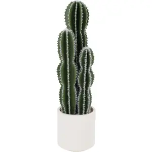 33.07 in Realistic Tall Artificial Cactus Plant Indoor, UV Resistant Faux Potted Desert Plant with Planter and Real Gravel for Home Office Outdoor Decoration, Fake Cactus Gift Set