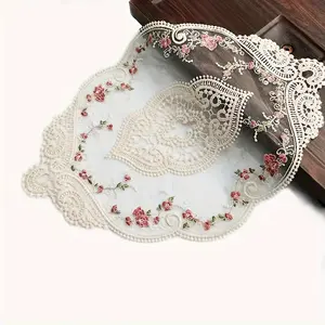 4pcs Vintage Floral Lace Placemats - Embroidered Cutwork Table Centerpiece for Home Office Decoration