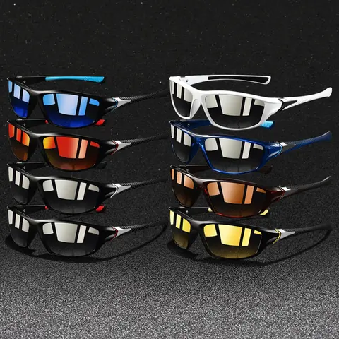 8 pairs of gingham, unisex, Sporty Eyewear, Outdoor sports eyewear, night vision function, UV400 anti-UV lenses, suitable for outdoor activities, classic checkered frame, with rubber temples to prevent slipping, Sports Outdoor Sunglasses