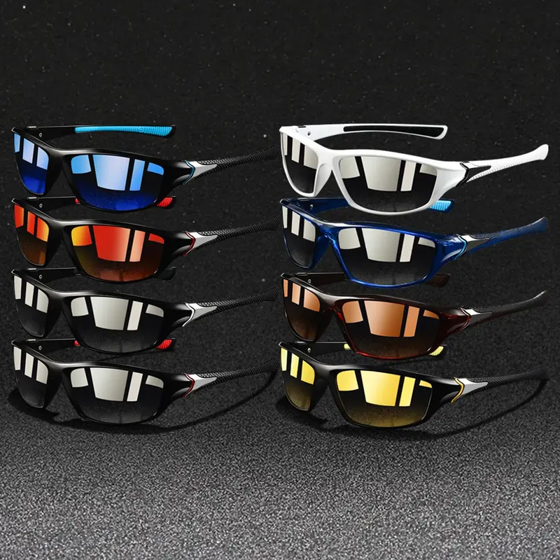 8 pairs of gingham, unisex, Sporty Eyewear, Outdoor sports eyewear, night vision function, UV400 anti-UV lenses, suitable for outdoor activities, classic checkered frame, with rubber temples to prevent slipping, Sports Outdoor Sunglasses