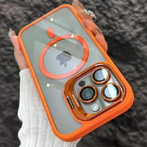 Darling case Luxury Metal Lens MagSafe iPhone Case | Crystal Clear Back, Kickstand, Military-Grade Drop Protection | Compatible with iPhone 13 / 14 / 15 / 16 17 Pro Max & Plus