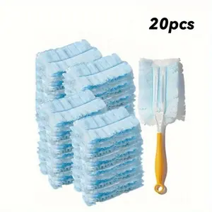 20pcs + 1 Handle High-Density Microfiber Replacement Pad Set, Electrostatic Dust-Absorbing Replacement Pads, Suitable for Lightning Dust Magnet, for Single and Repeated Use, Dust Cleaning Tool for Living Room, Bedroom, Kitchen, and Furniture