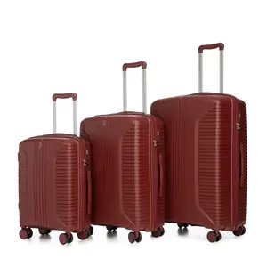 【FLASH SALE】20"/24"/28" 3 pcs/set in PP Spinner Wheel Luggage, Carry on Suitcase, Matching Color, Combination Lock (Red)