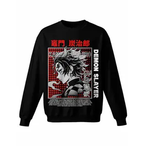 Demon Slayer: Kimetsu No Yaiba Crewneck Sweatshirt  Crew Neck Hoodless Sweat Shirt for Women Men Loose Fit Comfy Casual Funny Unisex Graphic Pullover  Long Sleeve Pull Over Fashion Top,Cotton Blend TTK00392