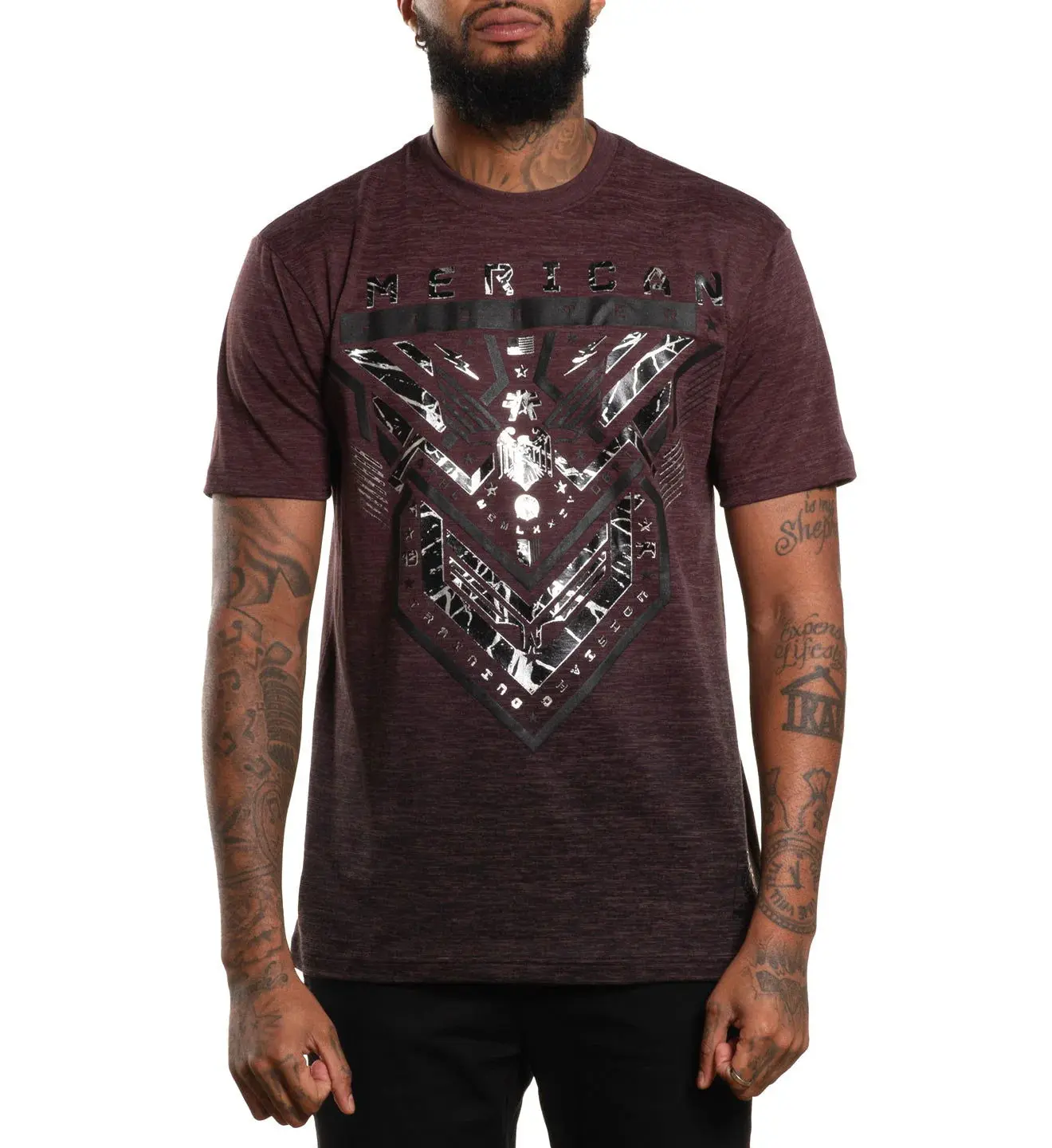 American Fighter Men's Sawgrass Graphic T-Shirt, Casual Short Sleeve Top with Neo Tetris Design, Cotton Blend, Tops, 3X, No