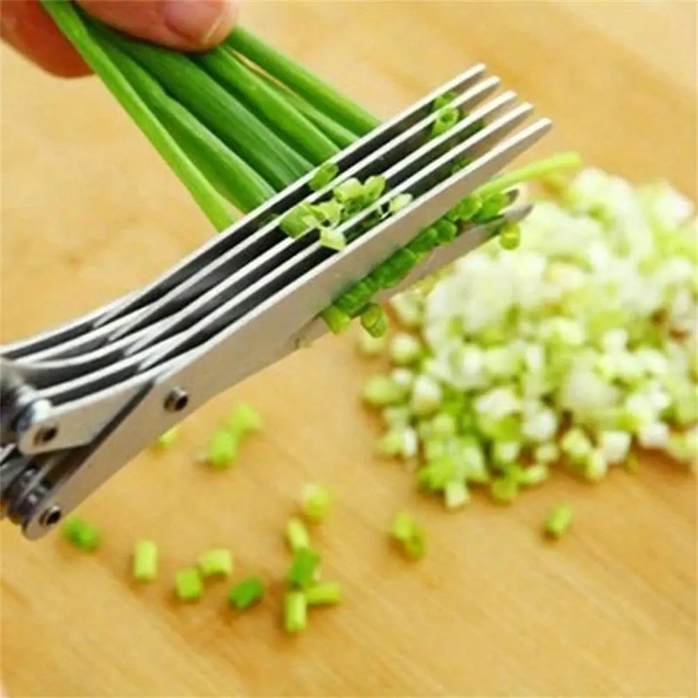 Stainless Steel Multi-layers Kitchen Scissors, 1 Count Multifunctional Kitchen Scallion Cutter, Kitchen Gadgets for Home Dining Room Barbecue