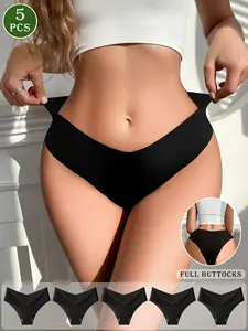 5 Pack Women's Seamless Shell Shaped Underwear, Breathable Seamless Knicker, Comfortable Breathable Stretchy Smooth Triangle Panties, Daily and Seasonal Wear