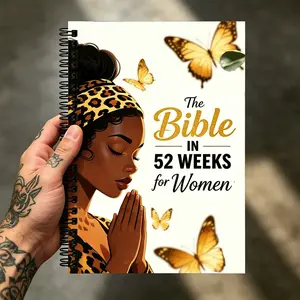 52-Week Bible Study Journal for Black Women:The Bible in 52 Weeks–Elegant Spiral-Bound Devotional Notebook with Inspirational Praying Woman & Golden Butterfly Art,Structured Weekly Guide to Reading the Bible,Journaling PrayersDeepening Your Faith