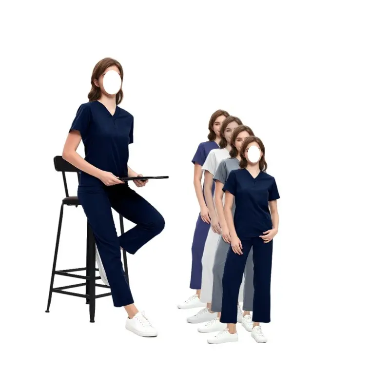 High Quality Designer Stylish Nursing Scrub Dresses Suit for Nurses Men's and Women's Short Sleeved Hand Washing Suit Set