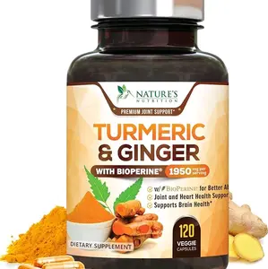 Nature's Joint Support Supplement: Turmeric Curcumin with BioPerine, Ginger & Black Pepper Extract - Edible, Vegan, Non-GMO Capsules