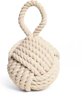 Decorative Door Stop, Weighted Door Stopper for Bottom of Doors, Rope Doorstop, Knot Nautical Doorstopper, Heavy Doorstop for Bedroom, Living Room, Window Wedge, Bend  inch (White)