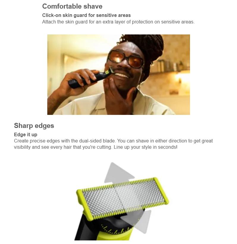 Philips Norelco OneBlade 360 Pro Hybrid Face & Body Electric Trimmer QP6542/70