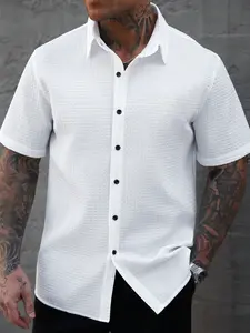 Shirts men - Men Short Sleeve Button Up Solid Color Casual Shirt for Summer Office and Daily Wear deals for today dad gifts funny shirt boyfriend day gifts outfits men men clothing vacation outfits fall outfits y2k clothing button shirt Menswear Top Gamis