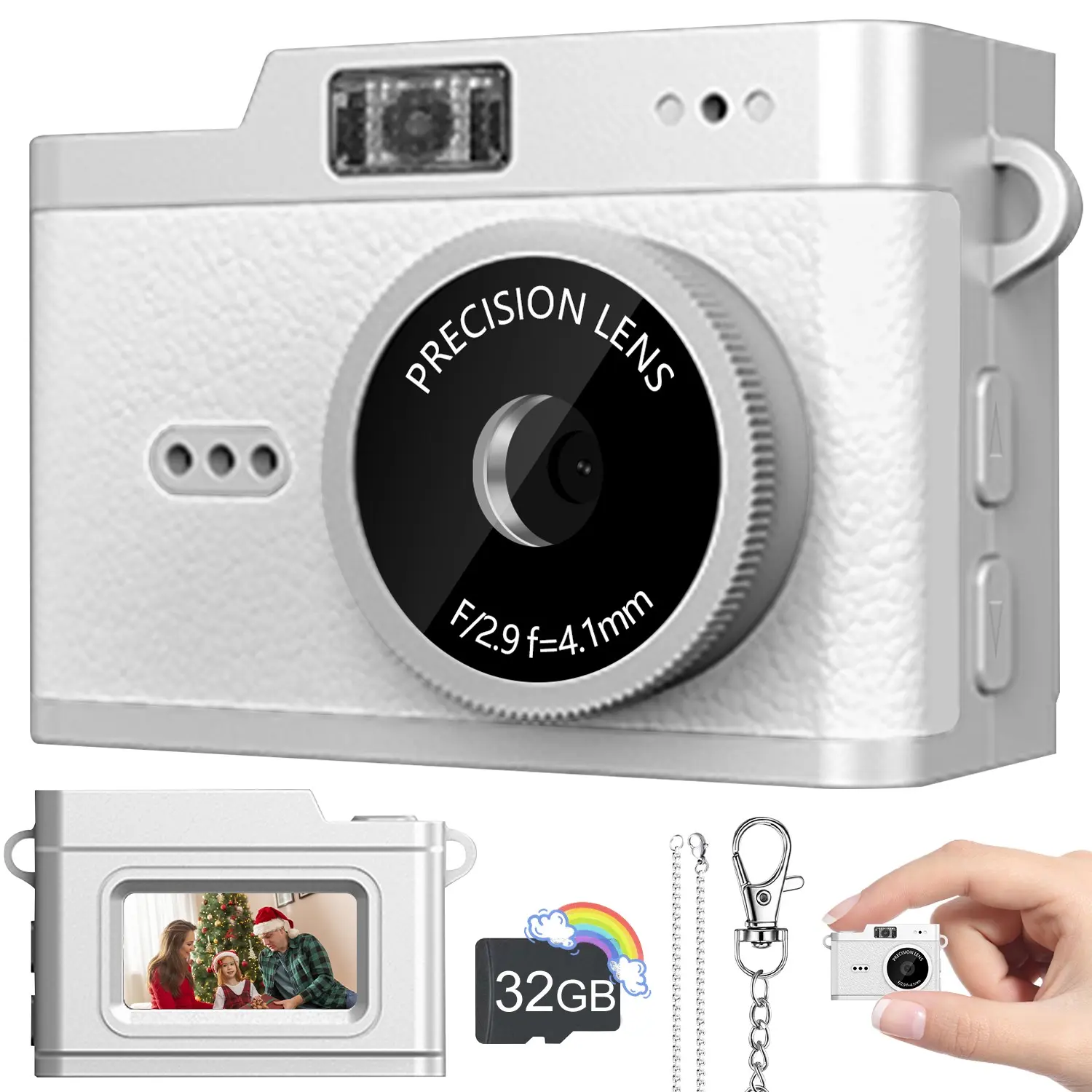 Mini Camera.Mini Keychain Digital Camera, Pocket-Size Mini Camera, 2MP 1080P Small Camera with 32GB Card, Video Recorder with Long Battery Life for Travel, Party and Vlog, Portable Camera, Vlogging Camera