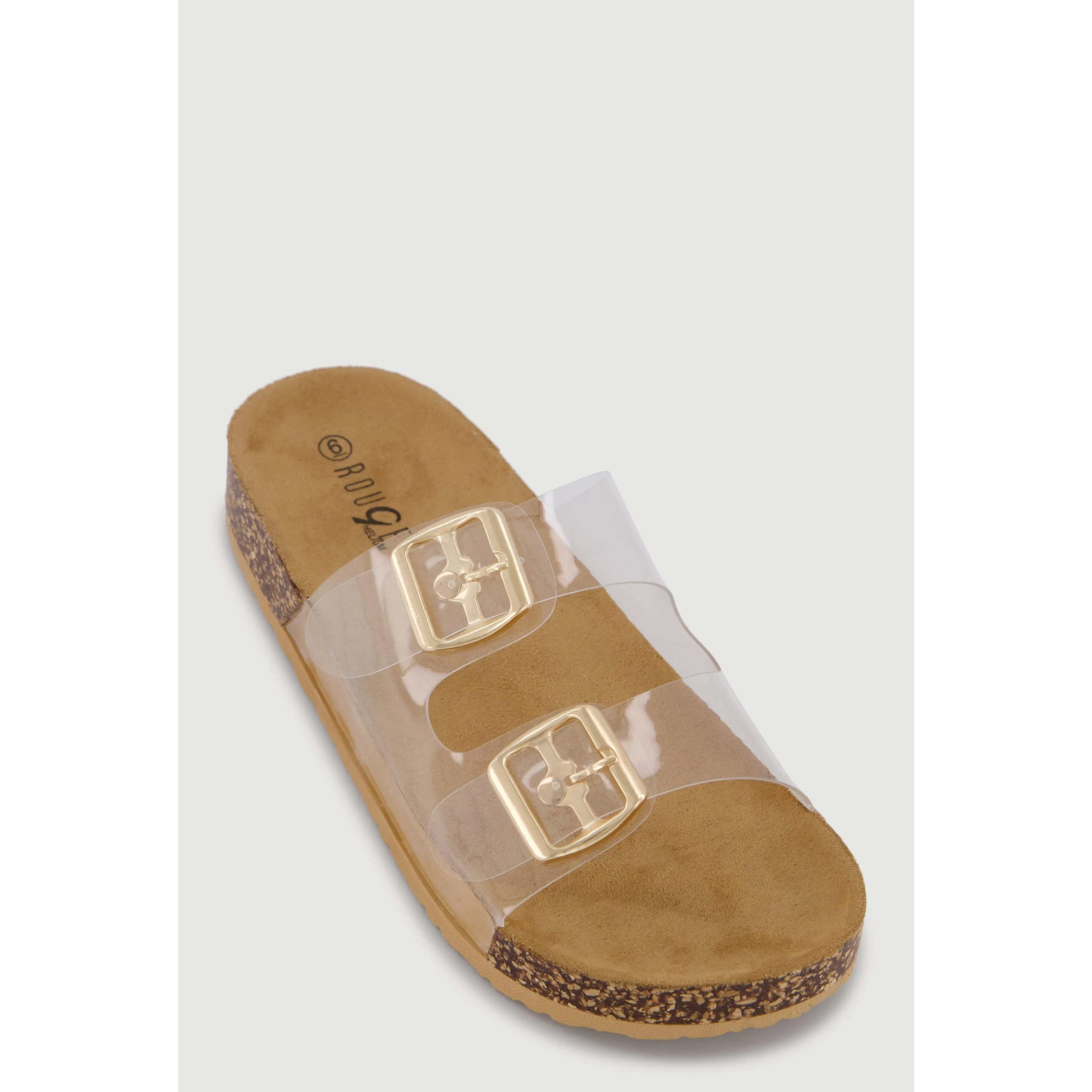 Double Buckle Band Footbed Sandals