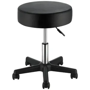 Rolling Stools With Wheels, 400 Lbs Weight Capacity Adjustable Height Stool With Ultra-Thick Seat Cushion, Swivel Stools Chair For Salon, Bar, Home, Office, Tattoo, Medical, Massage, Black