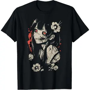 Cotton Streetwear Graphic Tees Casual Round Neck Shortsleeve Fashion Japanese Creepy Kawaii Goth T-Shirt