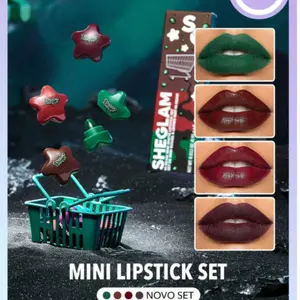 SHEGLAM Hi-Beam Mini Lipstick Set-Stella Set 4 In 1 Matte And Hydrating Nude Lipstick High Pigment Portable Cosmic Star Lipstick Kit Lip Makeup Pink Brown Gift Lipstick