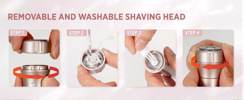 Portable Rechargeable Hair Removal Kit for Women - 2 in 1 Electric Razor for Face, Body, Leg, Bikini, Underarm & Arm - Brush Shaver Trimmer