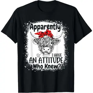 Apparently I Have An Attitude Who Knew Bleached Highland Cow T-Shirt