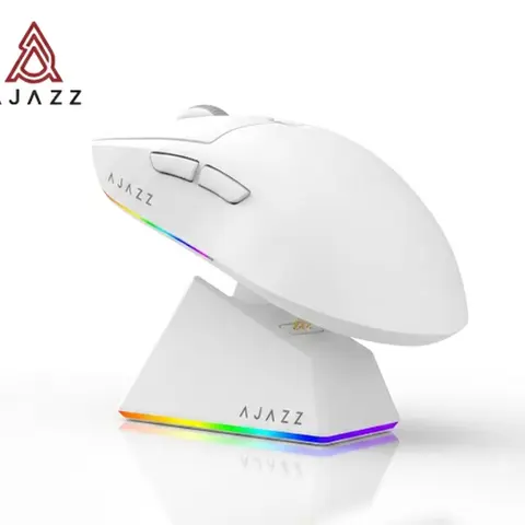 AJAZZ AJ139 V2 MC 2.4G/Bluetooth Wireless Computer Gaming Mouse with Magnetic Charging Dock, Low Latency, 500mAh Rechargeable Battery, 12000 Adjustable DPI, PAW3311 Optical Sensor, 1000Hz Return Rate, LED Lights, PC Accessories for Gamers & Gamer Stuff