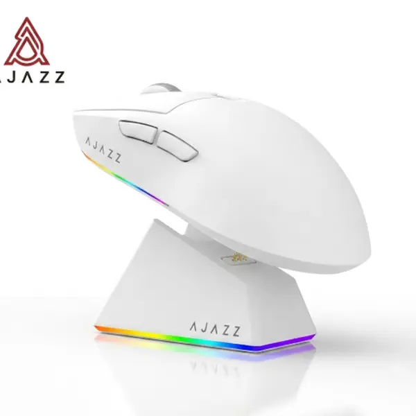 AJAZZ AJ139 V2 MC 2.4G/Bluetooth Wireless Computer Gaming Mouse with Magnetic Charging Dock, Low Latency, 500mAh Rechargeable Battery, 12000 Adjustable DPI, PAW3311 Optical Sensor, 1000Hz Return Rate, LED Lights, PC Accessories for Gamers & Gamer Stuff