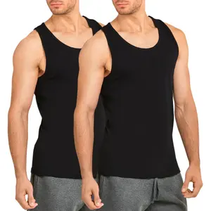 2 Pack Men's Tank Tops Premium Cotton Heavyweight Muscle Tanks Sleeveless Tops Shirt Loose Fit Performance Moisture Wicking S-3XL Gym Sport Activewear