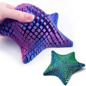 3D Printed Articulated Starfish Flexible Toy, Stress Relief Fidget Toy with Flexible Arms, Modern Home Decor Desk Statue Gift for Kids