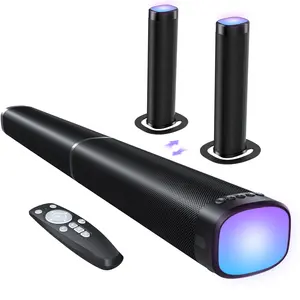 Sound Bar for Smart TV, 100W Sound Bar with 3 Dynamic RGB Lights,Bluetooth 5.3, ARC/Opt/AUX Connect, Dynamic Volume 3 Equalizer Modes,2 in 1 Detachable Soundbar for TV/PC/Gaming/Projectors