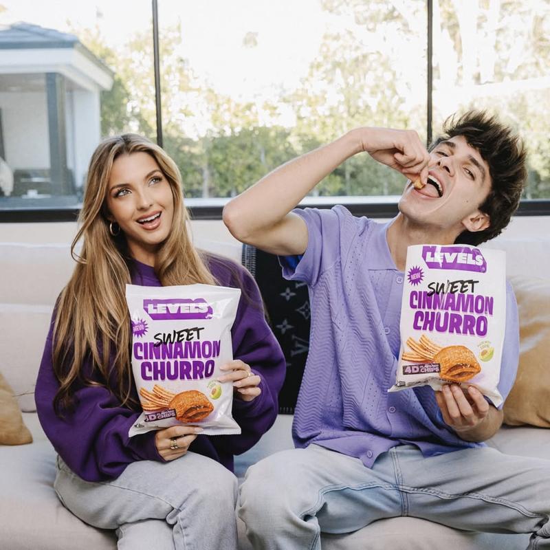 Levels by Brent Rivera 3 Pack 5 oz Bags (15 total ounces) Fiery Chili Lime Bold Nacho Cheese Sweet Cinnamon Churro Snack Variety Crunchy Spicy Savory