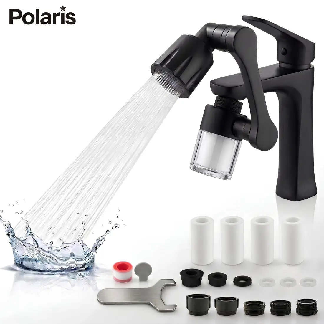 1440° All-Angle Faucet Aerator Replacement – Dual-Mode  & Pressurized Flow, 4 Cartridges + Universal Adapter Kit, otatable Rotatable Spray Attachment No Tools Needed, Upgrades Any Standard Sink for Kitchen or Bathroom